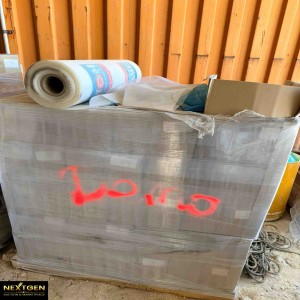 Pallet containing Blue tint LDPE bags NG017
