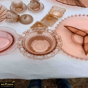 Vintage Pink glass dinner servery ware bulk lot